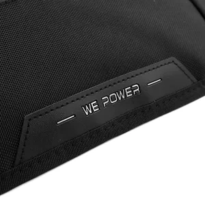 Men's minimalist nylon crossbody bag with WE POWER logo and high-density fabric texture