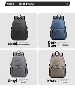 Comparison of waterproof nylon backpacks in black, navy, grey, and khaki colors