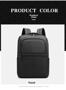 Front view of black waterproof business laptop backpack with breathable mesh straps