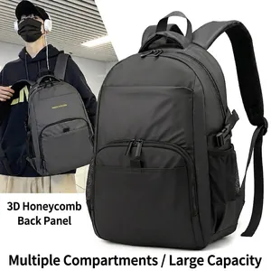 Men Waterproof Nylon Backpack Large Capacity Business Casual Laptop Bag For Travel School Student Urban Daypack
