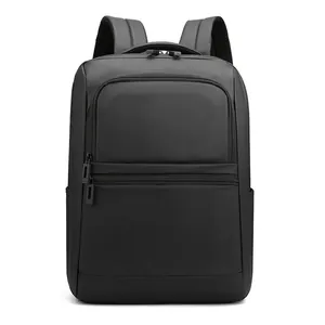 Waterproof business laptop backpack in classic black with multi-pocket design and large capacity