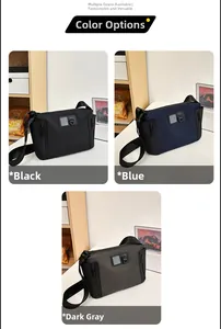 Business casual crossbody bags for men in black, blue, and dark gray color options
