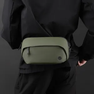 Waterproof army green crossbody chest bag for men with adjustable shoulder strap