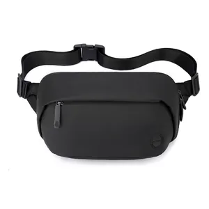 Waterproof black crossbody chest bag for men with adjustable strap and logo