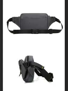 Detail van grijze crossbodytas met diefstalwerende rits achter en verstelbare gesp