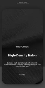 Close-up of high-density nylon fabric with water-resistant coating on black chest bag