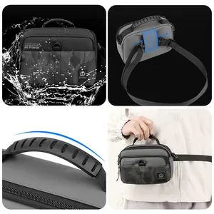 Men's waterproof nylon crossbody waist bag with camo pattern and top handle