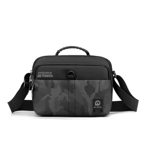 Business casual men's nylon shoulder bag with camouflage texture and multi-pocket design