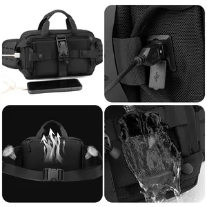 Wasserdichte taktische Brusttasche mit USB-Port und atmungsaktivem Netzrücken für Sport