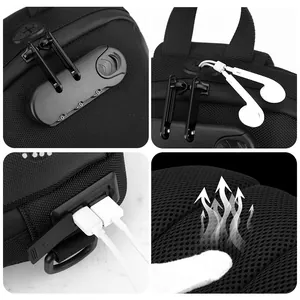 Herren Brusttasche wasserdicht mit Diebstahlsicherung und zwei USB-Ladeanschlüssen