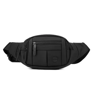 Sac banane multifonctionnel noir pour homme en nylon durable avec logo WE POWER brodé