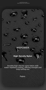 Close-up of high-density nylon fabric with waterproof coating showing water droplets