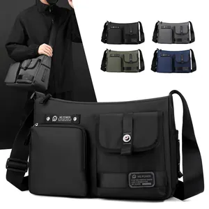 Men's Large Capacity Water-repellent Nylon Crossbody Bag Techwear Multi-pocket Shoulder Bag For Outdoor Travel Daily Casual Messenger Bag