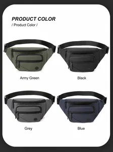 Vue détaillée des sacs de poitrine en nylon en vert armée, noir, gris et bleu