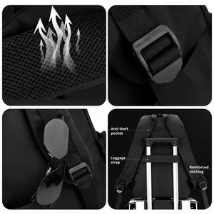 Waterproof nylon business backpack with anti-theft pocket and luggage strap