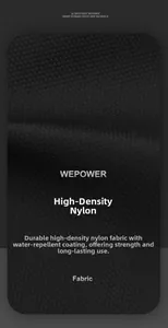 Dettaglio del tessuto in nylon ad alta densità impermeabile con trama tessuta per borsello