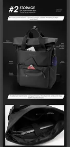 Détail du sac à dos étanche de grande capacité avec compartiment pour PC 15,6 pouces