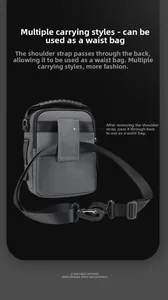 Detail showing the detachable strap and back loop to convert the bag into a tactical waist pack