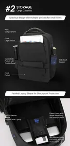 Detalle del compartimento acolchado para portátil de 15,6 pulgadas en mochila de negocios