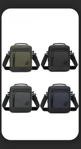 Waterproof shoulder bags for men in green, black, grey and blue showing multiple pockets