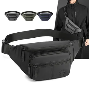 Men Casual Waterproof Nylon Fabric Waist Bag With Polyester Lining Functional Outdoor Travel Chest Bag Adjustable Crossbody Shoulder Bag