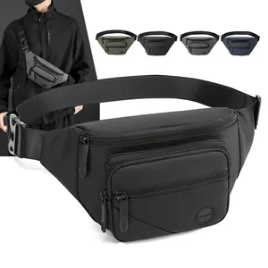 Sac Banane Homme Mode Nylon Imperméable Sac de Poitrine Bandoulière Cyclisme de Plein Air Multi-Poches Sac de Voyage Quotidien