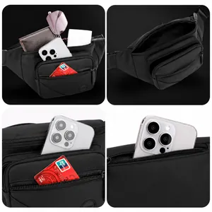 Sac de poitrine noir en nylon haute densité avec quatre poches de rangement multifonctions