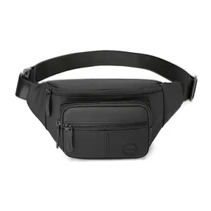 Multi-pocket black nylon waist bag with adjustable strap and WE POWER logo detail