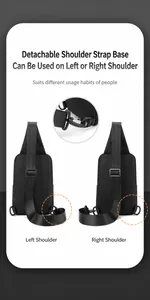 Detail of detachable hook and adjustable strap for left/right shoulder carry mode
