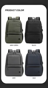 Mochilas de negocios en cuatro colores con puerto USB en verde negro gris y azul