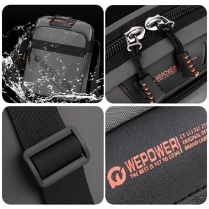 Waterproof sports crossbody bag for men in grey and black with adjustable strap