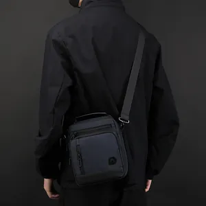 Waterproof casual business messenger bag for men with multi-zipper compartments and strap