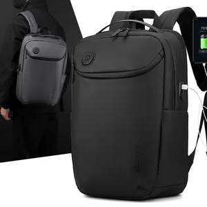 Men Waterproof Business Backpack with USB Port Laptop Bag for Travel Office Multi Functional Commuter Rucksack Nylon