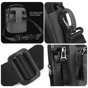 Versatile grey waterproof crossbody and waist bag featuring durable nylon and multiple D-rings