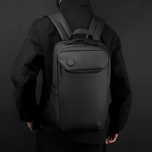 Waterproof matte black business backpack for men with large capacity and laptop storage