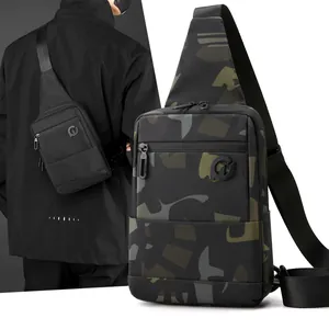 Sac de Poitrine Imperméable en Nylon pour Hommes Grande Capacité Bandoulière Sling Bag Pack Tactique Décontracté Léger