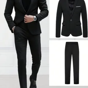 Giacca e Pantaloni da Uomo Slim Fit in Misto Viscosa Monopetto Business Casual Formale Matrimonio Sposo Abbigliamento Professionale