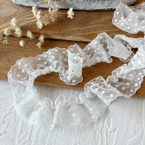 Bordo in pizzo francese bianco a pois per accessori per capelli fai da te e artigianato