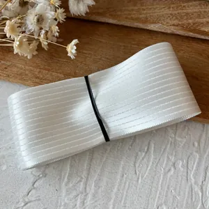 White striped ribbon roll with silk texture for doll clothing DIY and crafts