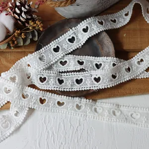 White Heart Shaped Hollow Water Soluble Lace Trim For Lolita Clothing DIY Handcraft Decorative Lace Ribbon Apparel Sewing Accessories