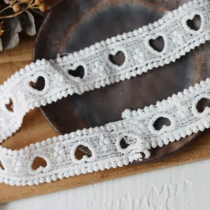 White heart-shaped hollow lace ribbon trim for DIY sewing and clothing decoration