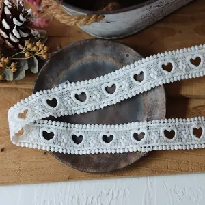 White heart-shaped water-soluble hollow lace ribbon for DIY sewing and apparel decoration