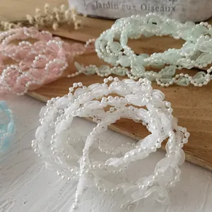 Elegante Organzabänder mit Perlenbesatz in Pastellfarben für DIY-Deko und Kleidung
