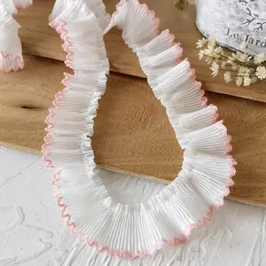 Garniture de Dentelle Plissée en Mousseline Bord Festonné pour Robe de Poupée Lolita Vêtements DIY Accessoires de Couture Décoratifs