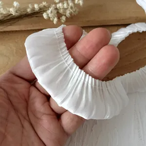 Λευκή γαλλική vintage πλισέ δαντέλα για DIY ρούχα και ράψιμο φορεμάτων κούκλας
