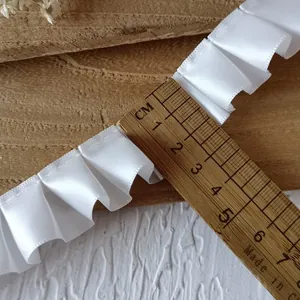 2.5cm white pleated satin ribbon for doll clothing and DIY sewing accessories