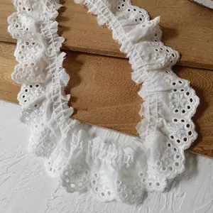 Bordure en Dentelle de Coton Blanche Volants Broderie Anglaise Ruban Brodé pour Couture DIY Artisanat Décoration Vêtements