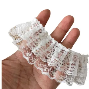 Bordure en dentelle blanche à double épaisseur pour décoration de vêtements et artisanat