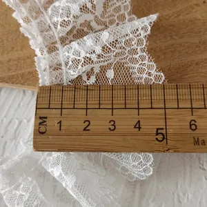 5cm wide white lace trim with floral mesh pattern for DIY clothing accessories
