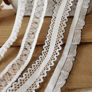 Four styles of 5M white elastic lace ribbons for handmade DIY crafts and doll clothing